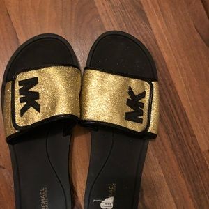 Glitter gold Michael kors slides size 11